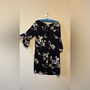 Floral Black and Cream Dress